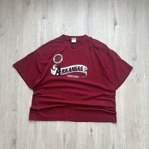 Vintage 90s University Of Arkansas Razorbacks T-Shirt XXL NCAA Big Face Logo VTG